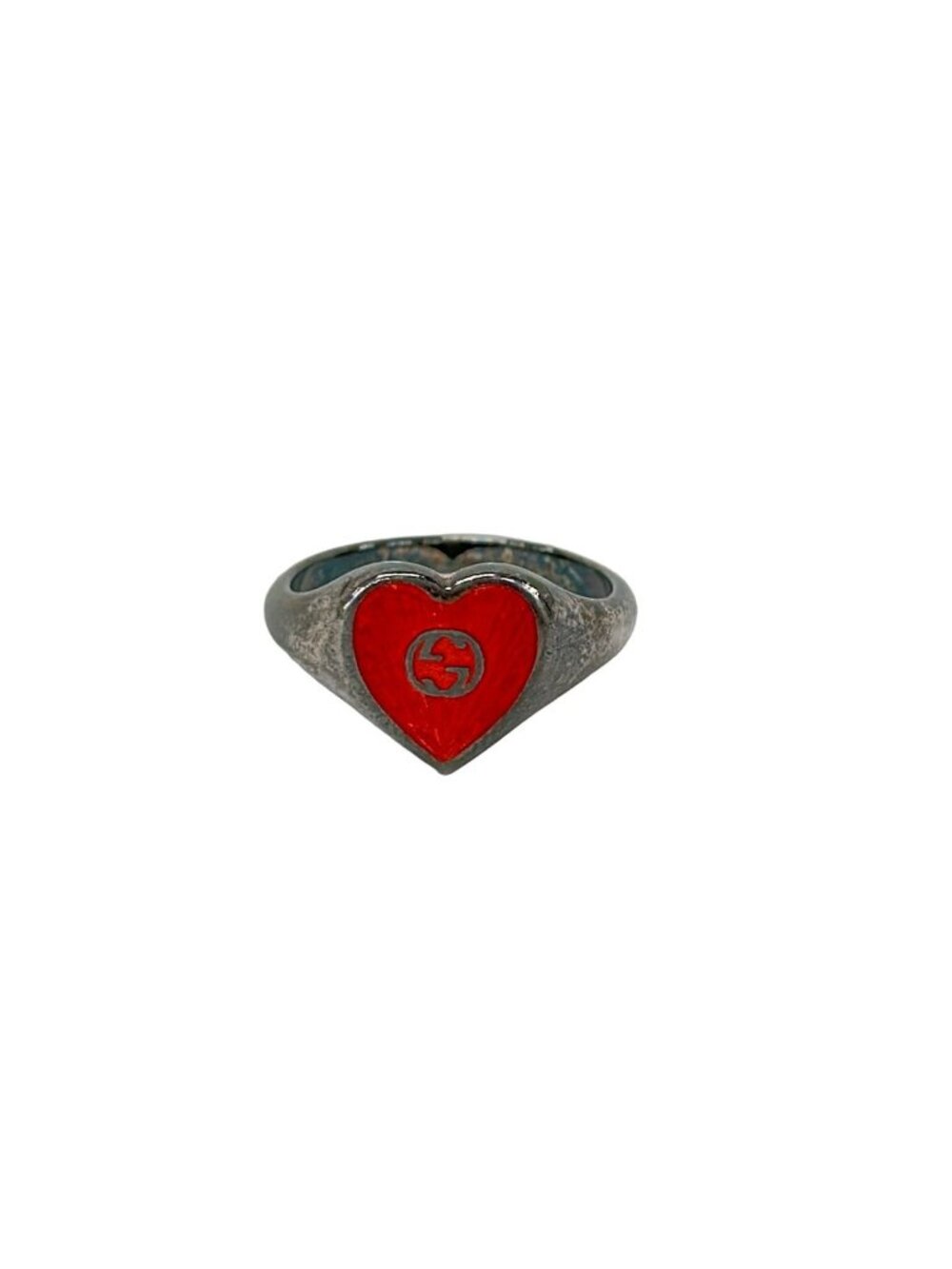 Gucci Ring Interlocking G Silver Red Heart